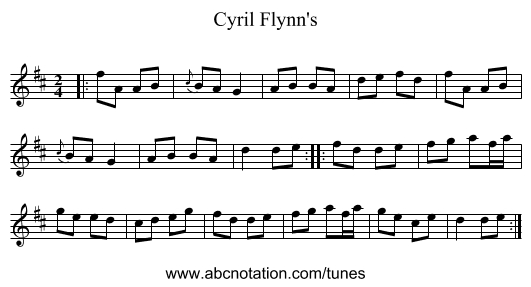 Cyril Flynn's - staff notation