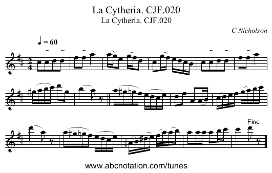 Cytheria. CJF.020, La - staff notation
