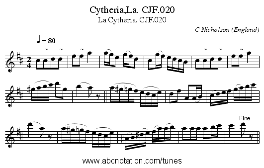 Cytheria,La. CJF.020 - staff notation
