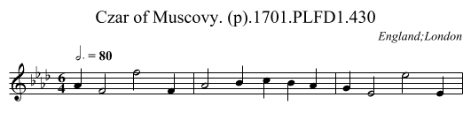 Czar of Muscovy. (p).1701.PLFD1.430 - staff notation