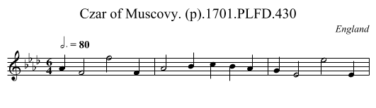 Czar of Muscovy. (p).1701.PLFD.430 - staff notation