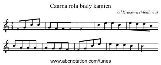 Czarna rola bialy kamien - staff notation