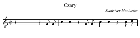 Czary - staff notation