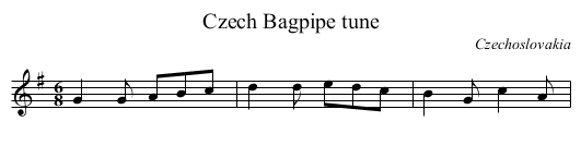 Czech Bagpipe tune - staff notation