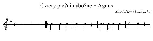 Cztery pie?ni nabo?ne – Agnus - staff notation