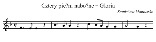 Cztery pie?ni nabo?ne – Gloria - staff notation