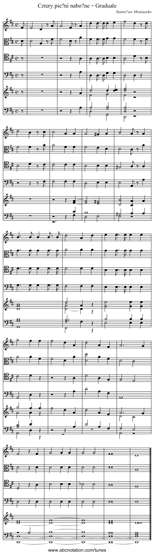 Cztery pie?ni nabo?ne – Graduale - staff notation
