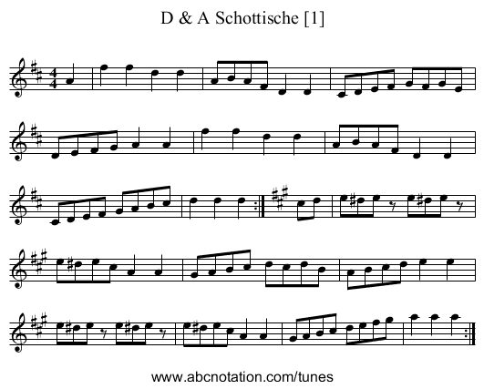 D & A Schottische [1] - staff notation