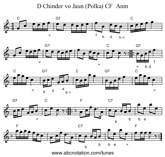 D Chinder vo Jaun (Polka) CF  Anm - staff notation