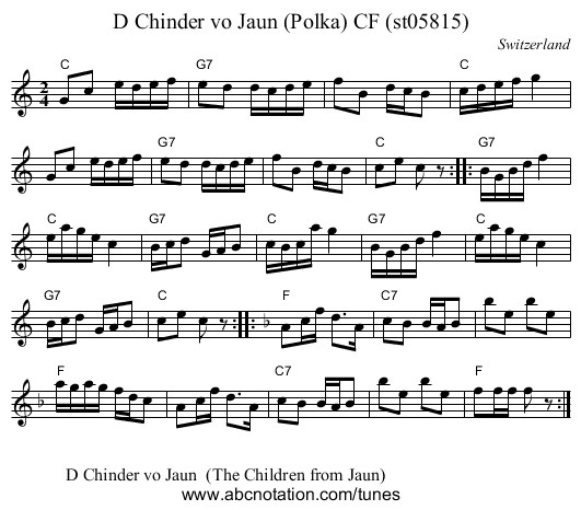 D Chinder vo Jaun (Polka) CF (st05815) - staff notation
