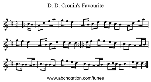 D. D. Cronin's Favourite - staff notation