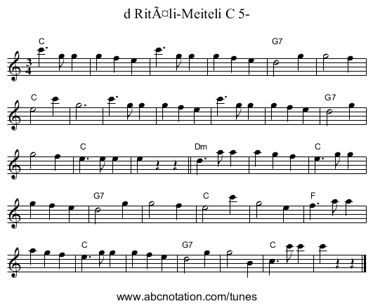 d RitÃ¤li-Meiteli C 5- - staff notation