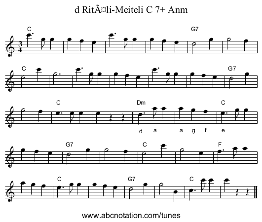 d RitÃ¤li-Meiteli C 7+ Anm - staff notation