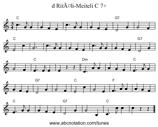 d RitÃ¤li-Meiteli C 7+ - staff notation