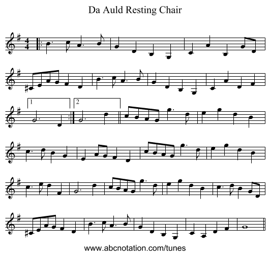 Da Auld Resting Chair - staff notation