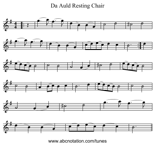 Da Auld Resting Chair - staff notation