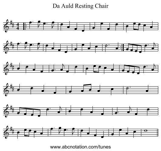 Da Auld Resting Chair - staff notation