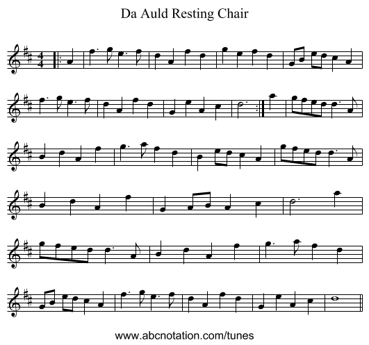 Da Auld Resting Chair - staff notation