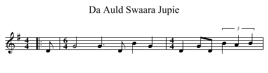 Da Auld Swaara Jupie - staff notation