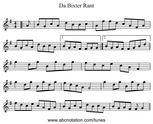 Da Bixter Rant - staff notation