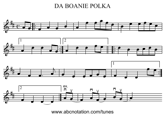 DA BOANIE POLKA - staff notation