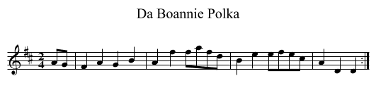 Da Boannie Polka - staff notation