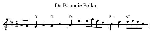 Da Boannie Polka - staff notation