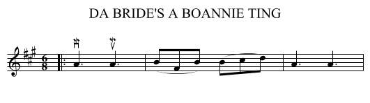 DA BRIDE'S A BOANNIE TING - staff notation