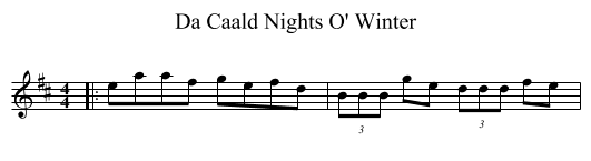 Da Caald Nights O' Winter - staff notation