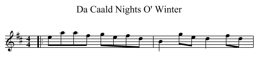 Da Caald Nights O' Winter - staff notation