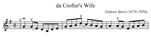 da Crofter's Wife - staff notation
