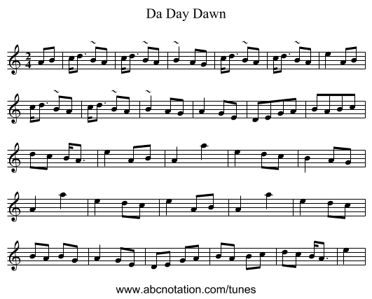 Da Day Dawn - staff notation