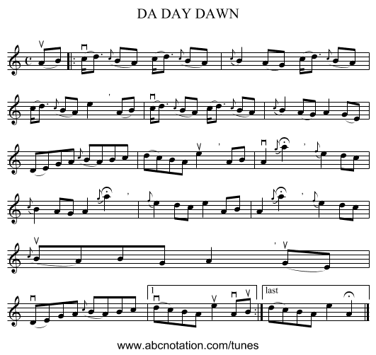 DA DAY DAWN - staff notation