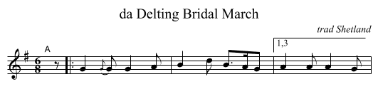 da Delting Bridal March - staff notation