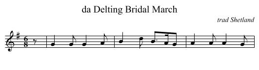 da Delting Bridal March - staff notation
