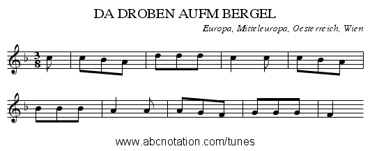 DA DROBEN AUFM BERGEL - staff notation