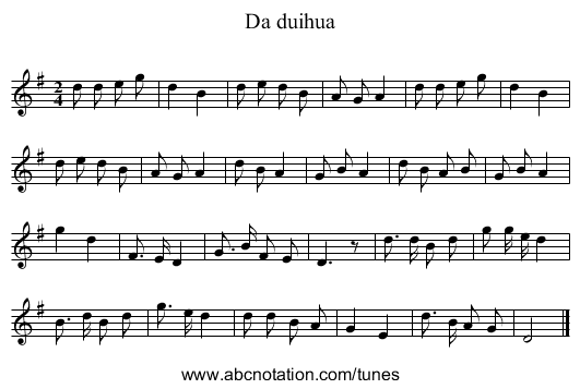 Da duihua - staff notation