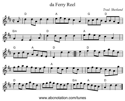 da Ferry Reel - staff notation