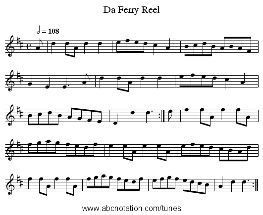 Da Ferry Reel - staff notation