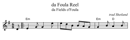 da Foula Reel - staff notation