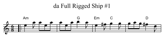da Full Rigged Ship #1 - staff notation