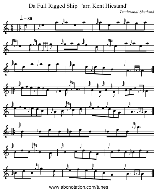 Da Full Rigged Ship  arr. Kent Hiestand - staff notation