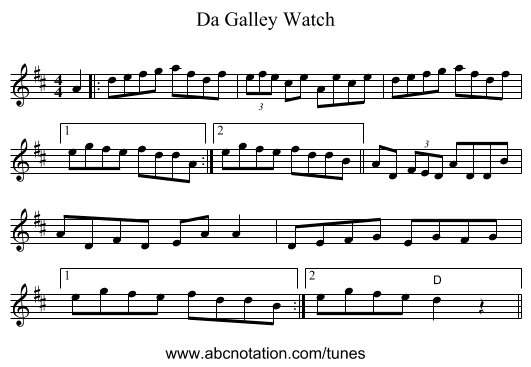 Da Galley Watch - staff notation