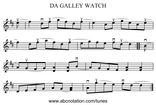 DA GALLEY WATCH - staff notation