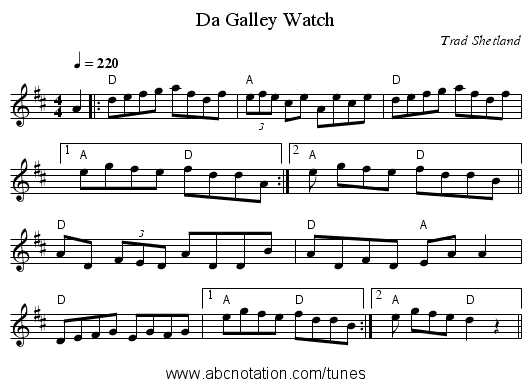 Da Galley Watch - staff notation