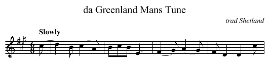 da Greenland Mans Tune - staff notation