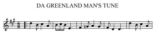 DA GREENLAND MAN'S TUNE - staff notation