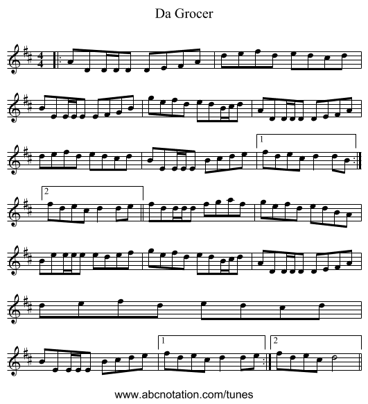 Da Grocer - staff notation
