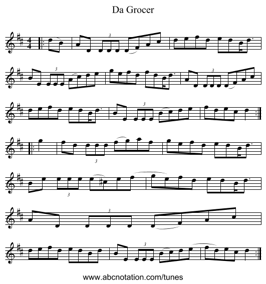 Da Grocer - staff notation