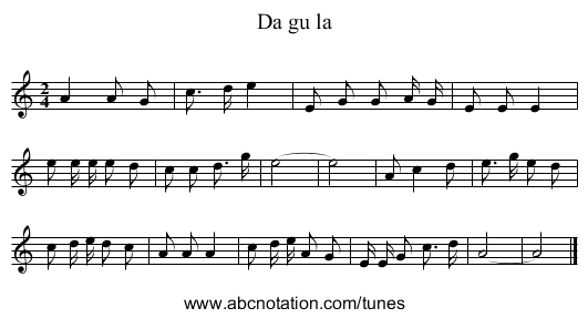 Da gu la - staff notation